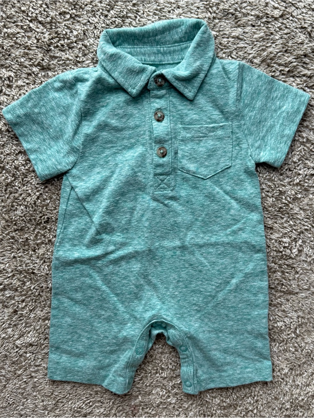 Lullaby Lane Mint Green Polo Romper Baby One Piece 3-6 Months